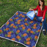 Blue Leaf Pineapple Pattern Print Quilt