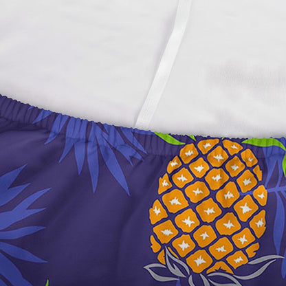 Blue Leaf Pineapple Pattern Print Sofa Cover