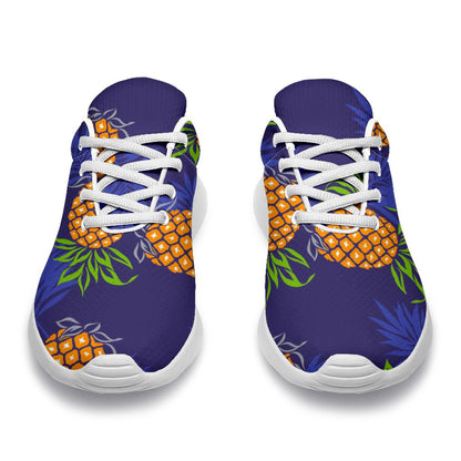 Blue Leaf Pineapple Pattern Print Sport Shoes GearFrost