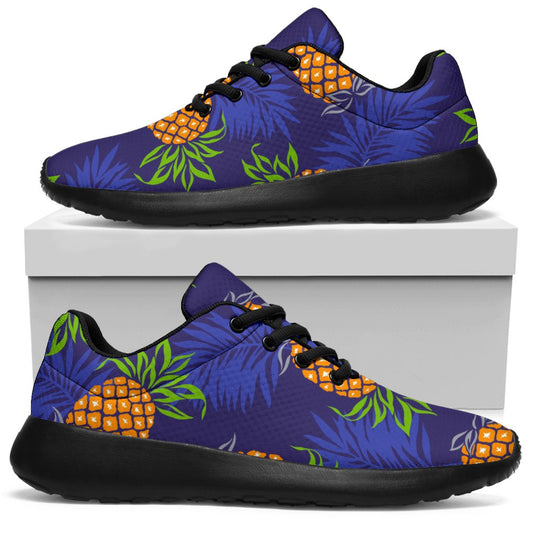 Blue Leaf Pineapple Pattern Print Sport Shoes GearFrost