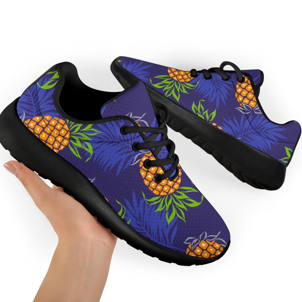 Blue Leaf Pineapple Pattern Print Sport Shoes GearFrost