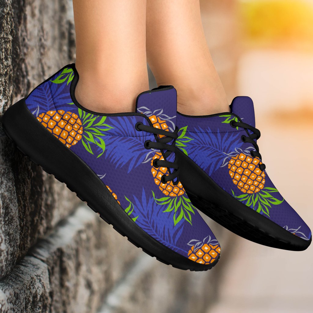 Blue Leaf Pineapple Pattern Print Sport Shoes GearFrost