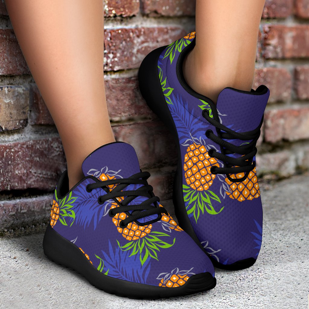 Blue Leaf Pineapple Pattern Print Sport Shoes GearFrost