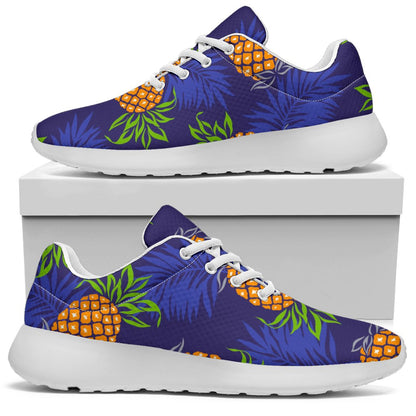 Blue Leaf Pineapple Pattern Print Sport Shoes GearFrost