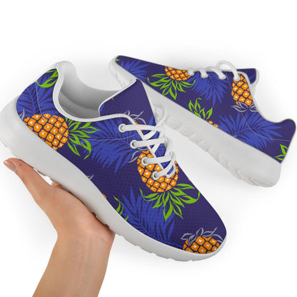 Blue Leaf Pineapple Pattern Print Sport Shoes GearFrost