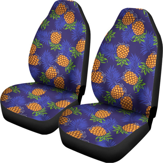 Blue Leaf Pineapple Pattern Print Universal Fit Car Seat Covers