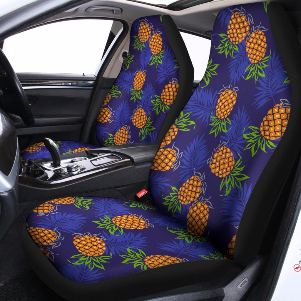 Blue Leaf Pineapple Pattern Print Universal Fit Car Seat Covers