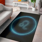 Blue Leo Zodiac Sign Print Area Rug