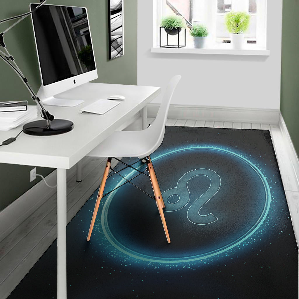Blue Leo Zodiac Sign Print Area Rug