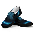 Blue Leo Zodiac Sign Print Black Slip On Sneakers