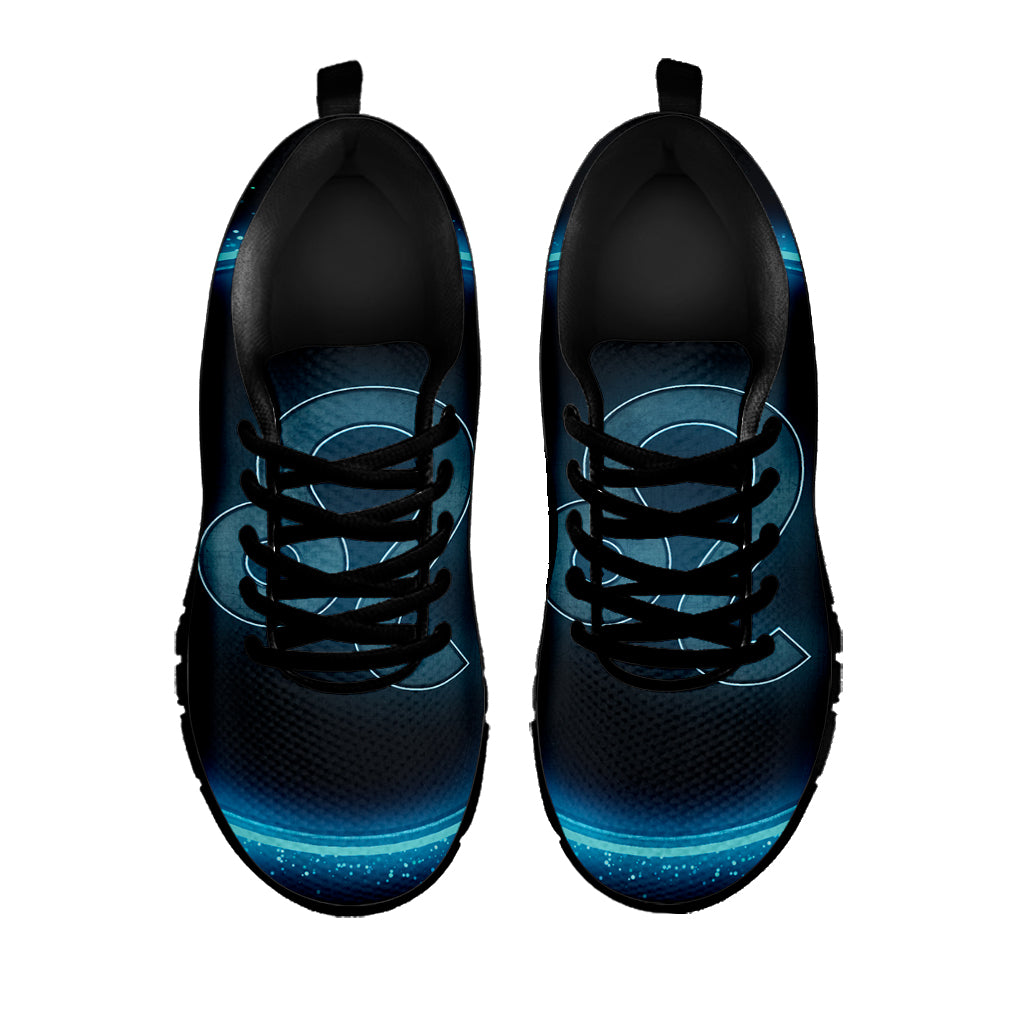 Blue Leo Zodiac Sign Print Black Sneakers
