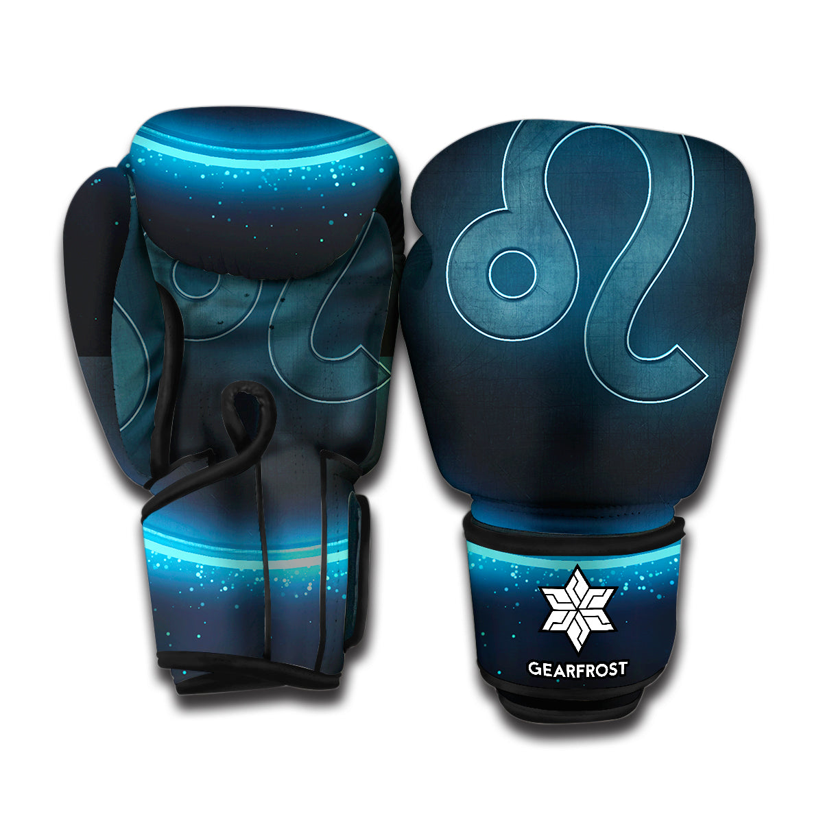 Blue Leo Zodiac Sign Print Boxing Gloves