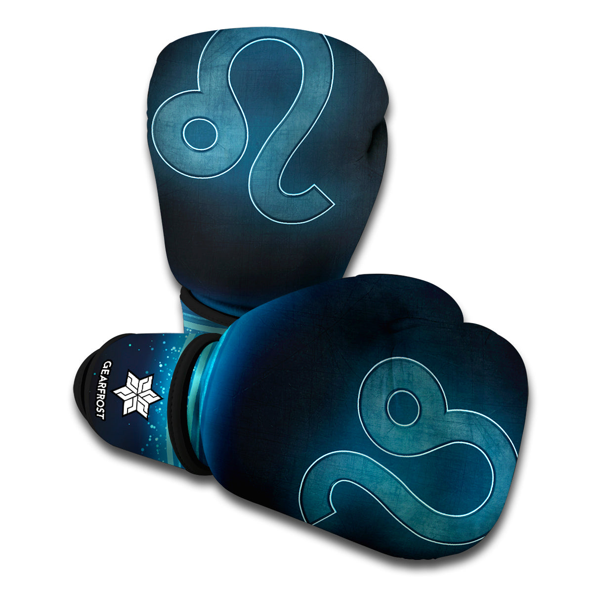 Blue Leo Zodiac Sign Print Boxing Gloves
