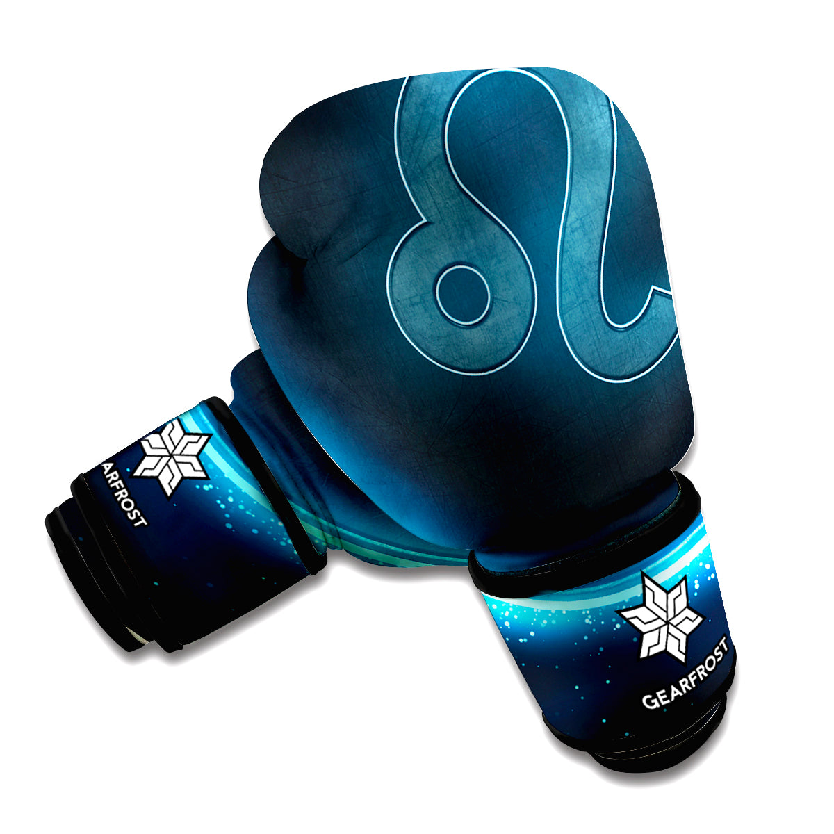 Blue Leo Zodiac Sign Print Boxing Gloves