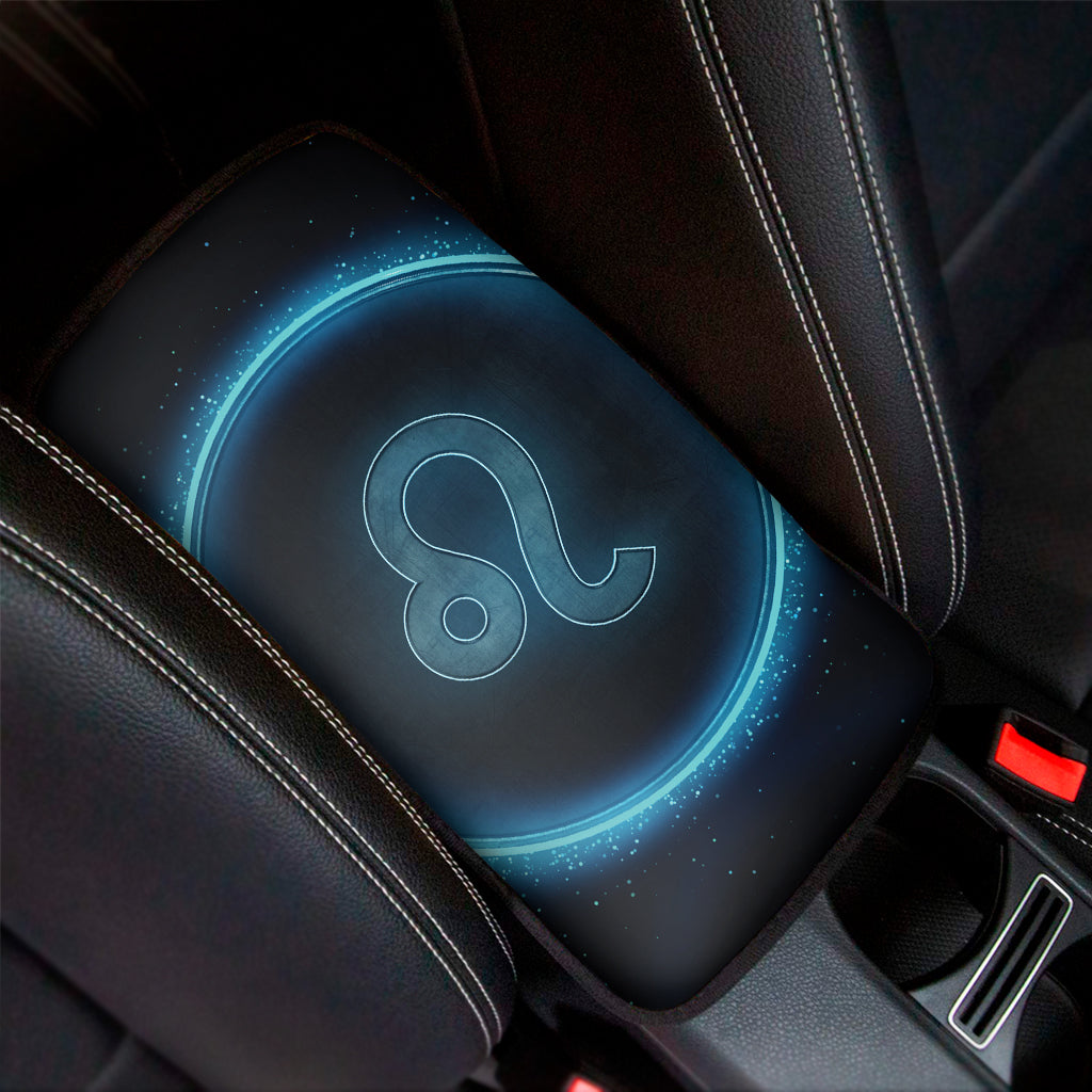 Blue Leo Zodiac Sign Print Car Center Console Cover
