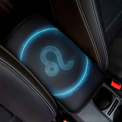 Blue Leo Zodiac Sign Print Car Center Console Cover