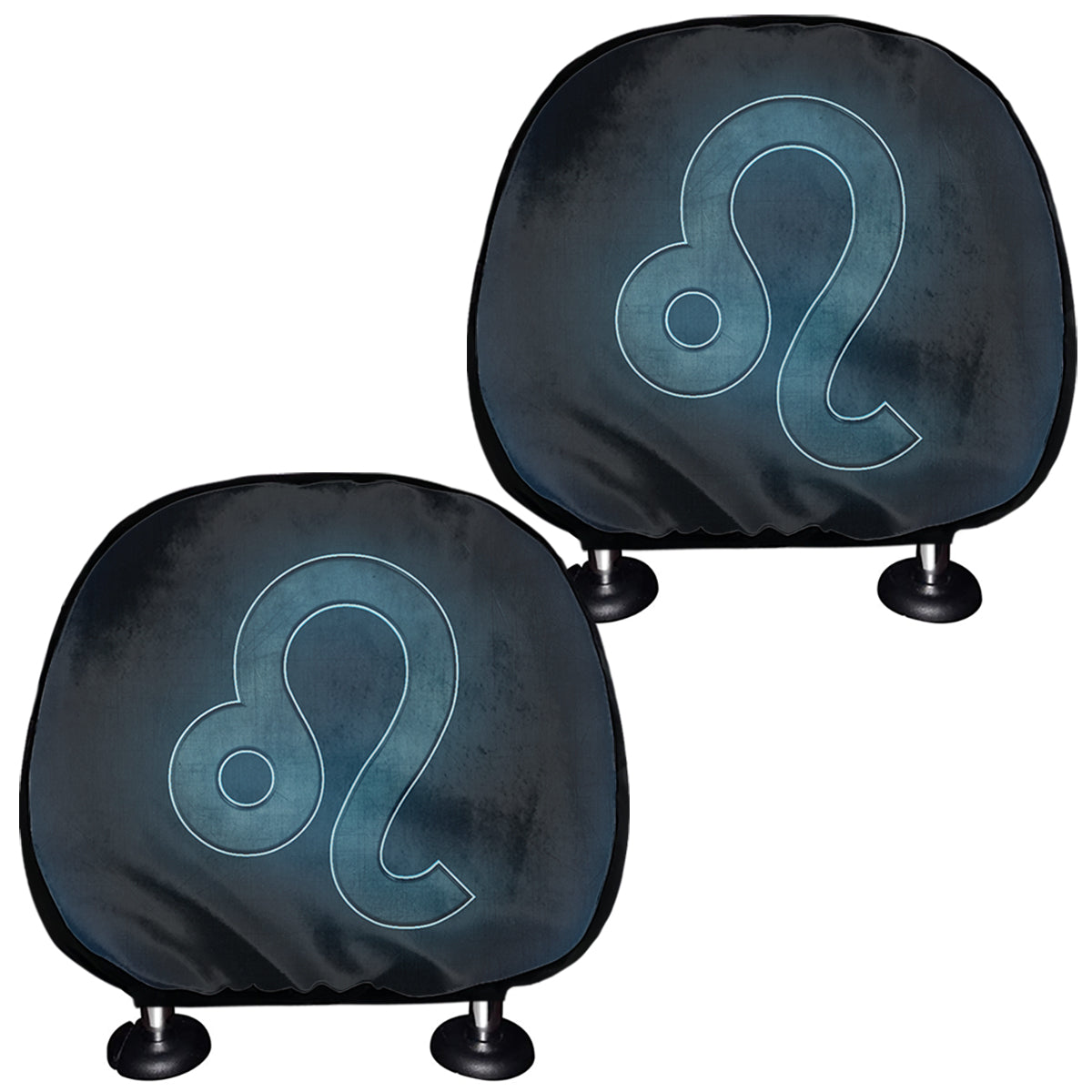 Blue Leo Zodiac Sign Print Car Headrest Covers