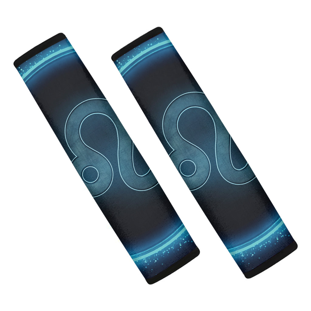 Blue Leo Zodiac Sign Print Car Seat Belt Covers