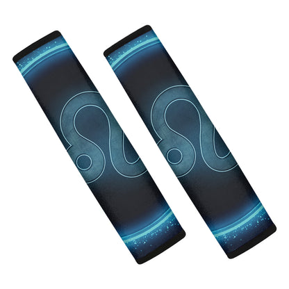Blue Leo Zodiac Sign Print Car Seat Belt Covers
