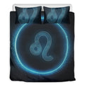 Blue Leo Zodiac Sign Print Duvet Cover Bedding Set