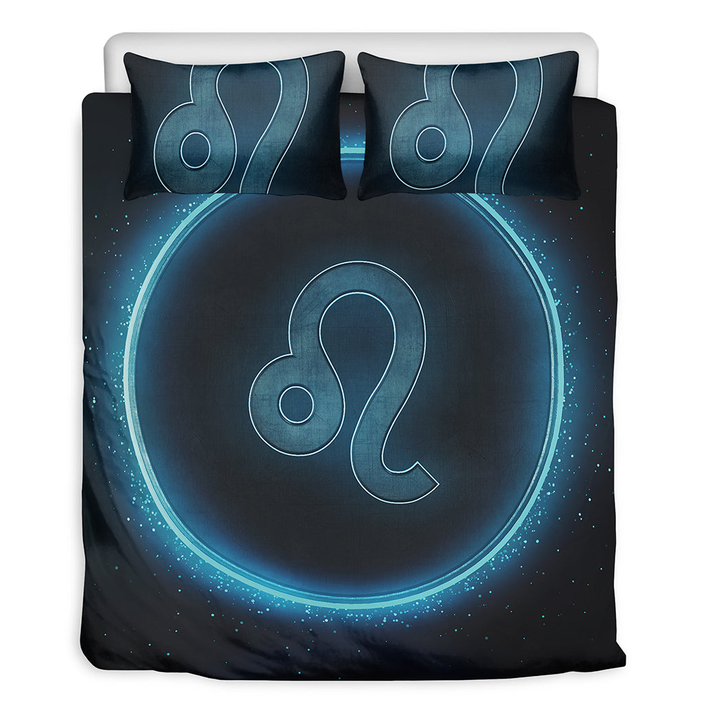 Blue Leo Zodiac Sign Print Duvet Cover Bedding Set