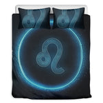 Blue Leo Zodiac Sign Print Duvet Cover Bedding Set