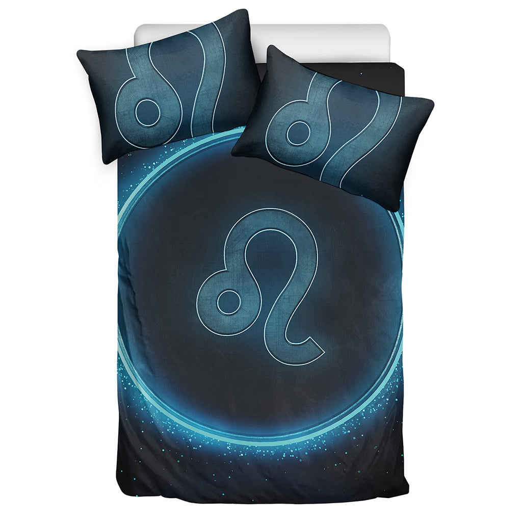 Blue Leo Zodiac Sign Print Duvet Cover Bedding Set