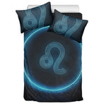 Blue Leo Zodiac Sign Print Duvet Cover Bedding Set