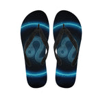 Blue Leo Zodiac Sign Print Flip Flops