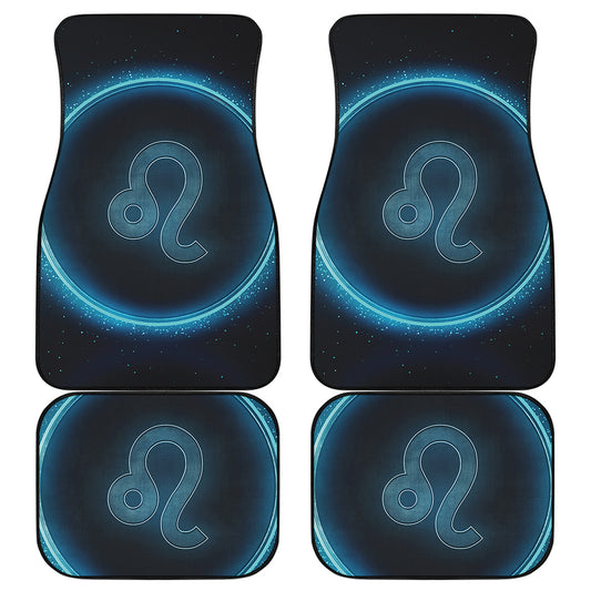 Blue Leo Zodiac Sign Print Front and Back Car Floor Mats