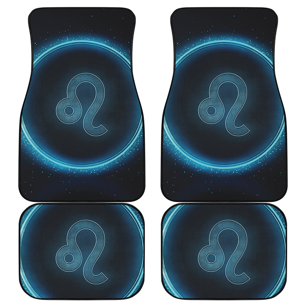 Blue Leo Zodiac Sign Print Front and Back Car Floor Mats