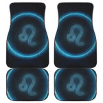 Blue Leo Zodiac Sign Print Front and Back Car Floor Mats