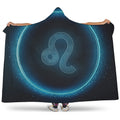 Blue Leo Zodiac Sign Print Hooded Blanket