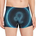 Blue Leo Zodiac Sign Print Men's Boxer Briefs