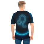 Blue Leo Zodiac Sign Print Men's T-Shirt