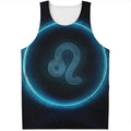 Blue Leo Zodiac Sign Print Men's Tank Top