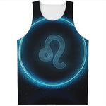 Blue Leo Zodiac Sign Print Men's Tank Top