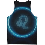 Blue Leo Zodiac Sign Print Men's Tank Top