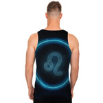 Blue Leo Zodiac Sign Print Men's Tank Top