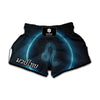 Blue Leo Zodiac Sign Print Muay Thai Boxing Shorts