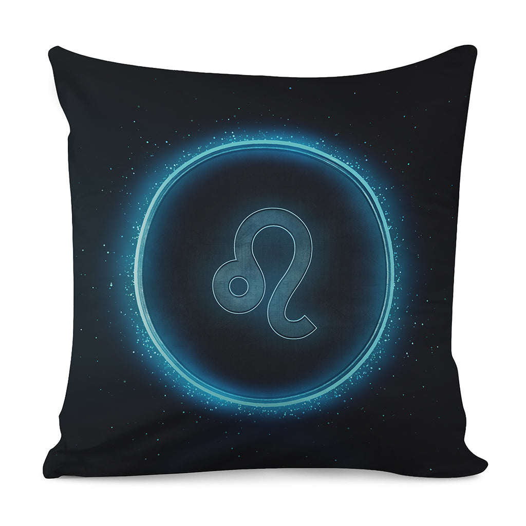 Blue Leo Zodiac Sign Print Pillow Cover