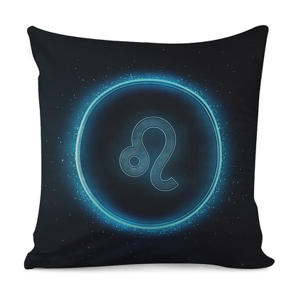 Blue Leo Zodiac Sign Print Pillow Cover