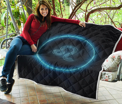Blue Leo Zodiac Sign Print Quilt
