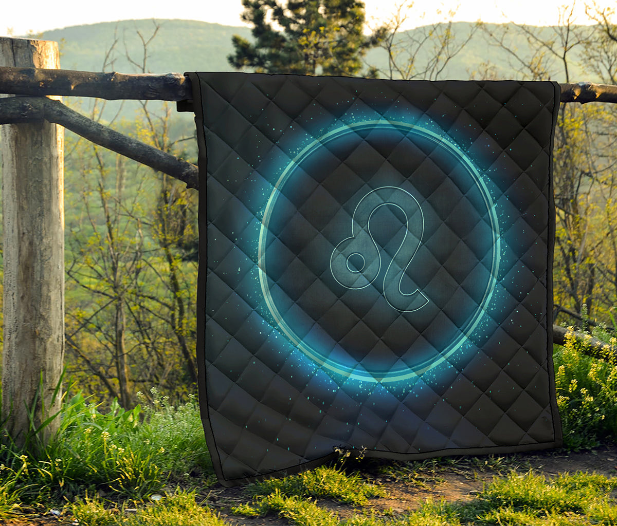 Blue Leo Zodiac Sign Print Quilt