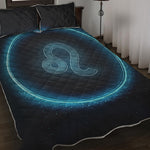 Blue Leo Zodiac Sign Print Quilt Bed Set