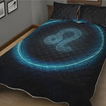 Blue Leo Zodiac Sign Print Quilt Bed Set