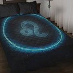 Blue Leo Zodiac Sign Print Quilt Bed Set