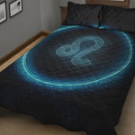 Blue Leo Zodiac Sign Print Quilt Bed Set