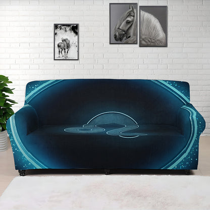 Blue Leo Zodiac Sign Print Sofa Cover