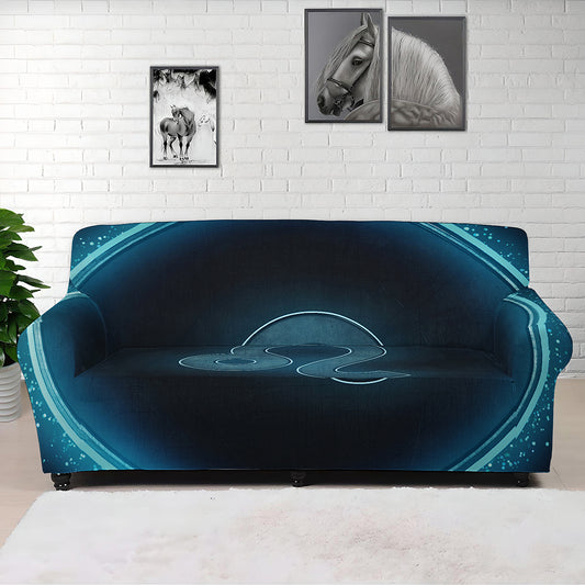 Blue Leo Zodiac Sign Print Sofa Cover